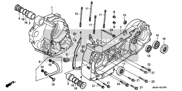 Honda CN250 1997 Caja del cigüeñal para un 1997 Honda CN250